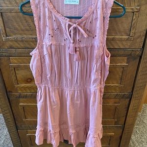 Pink dusty rose Lucky Brand ruffle sleeveless lace lined dress